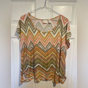 Chicos Chevron Multicolour Rayon Tee Size Large
